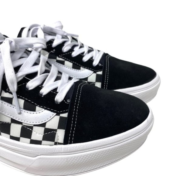 VANS Old Skool Overt CC Shoe Platform Check Black Canvas Suede Men's VN0A7Q5E95Y - Picture 5 of 10